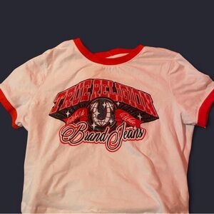 True Religion Women’s Graphic Tee in White and Red